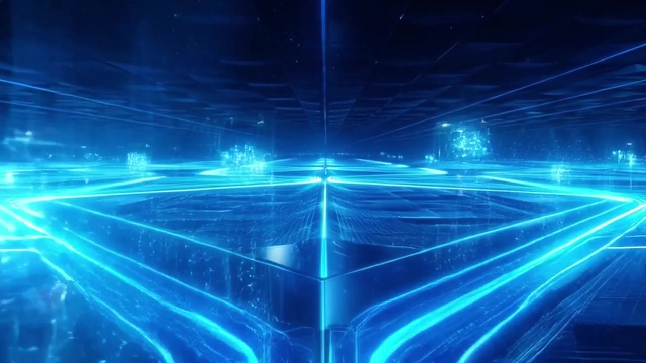 Abstract Digital Network Flow with Glowing Blue Light Lines