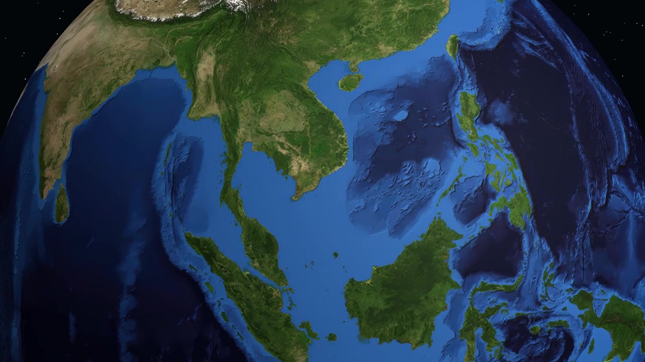 Un globo digitale ruota e zooma dallo spazio a un indicatore di posizione specifico in Vietnam