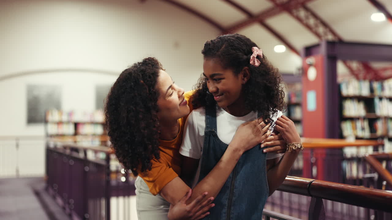 Mother and Daughter in Library