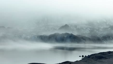 overcast foggy sky over solheimajokull glacier in south iceland