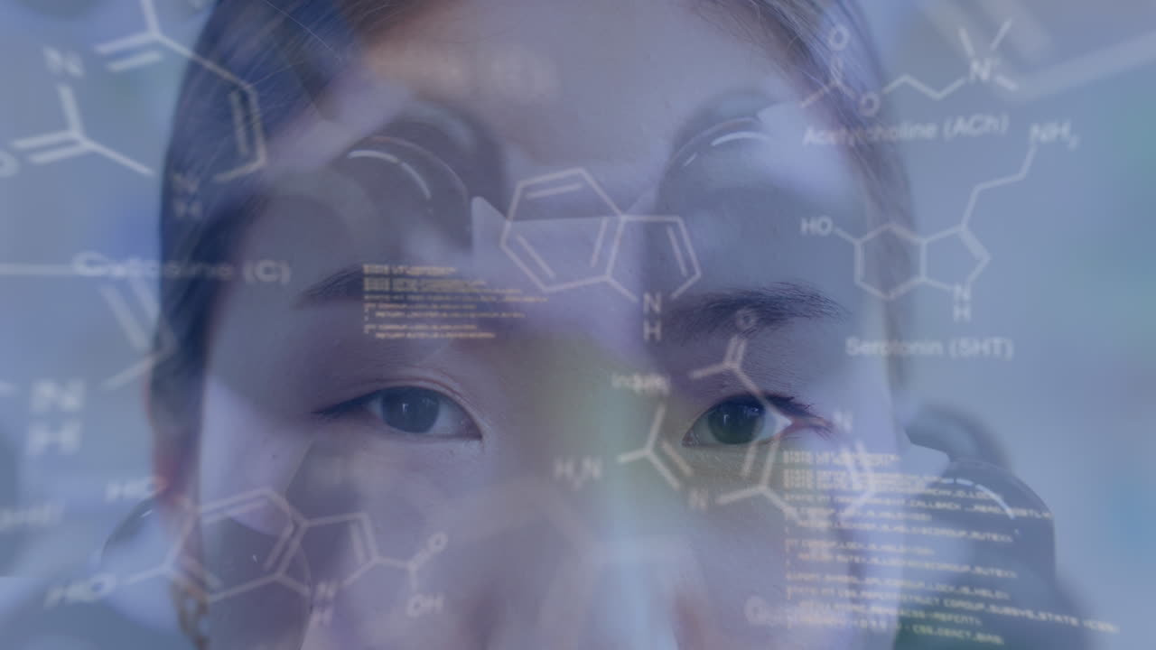 병원에서 아시아 여성 의사에 대한 의료 데이터 처리 애니메이션