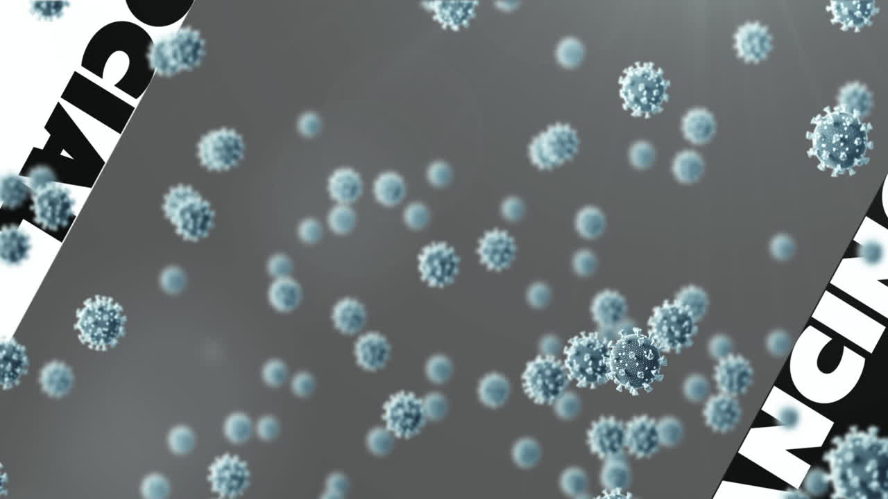 células de covid-19 contra el texto de distanciamiento social