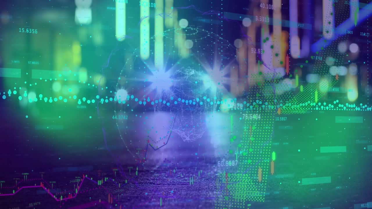 animación del procesamiento de datos sobre el paisaje urbano