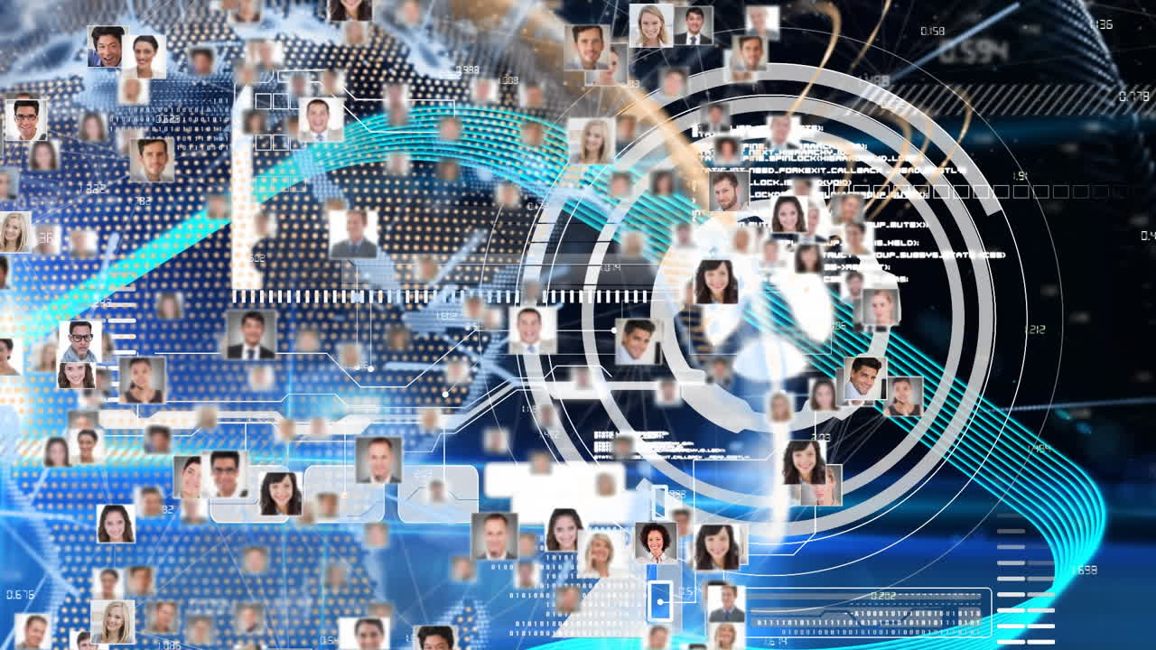 사람들과의 연결 네트워크의 애니메이션 사진