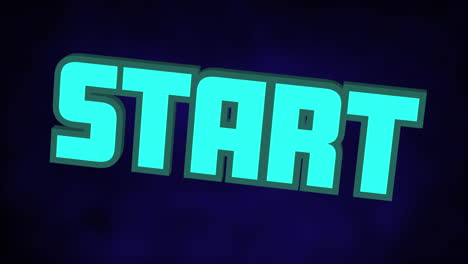 digital animation of glowing green start text bouncing against blue background