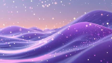 Abstract Purple and Pink Wavy Landscape with Sparkling Bokeh