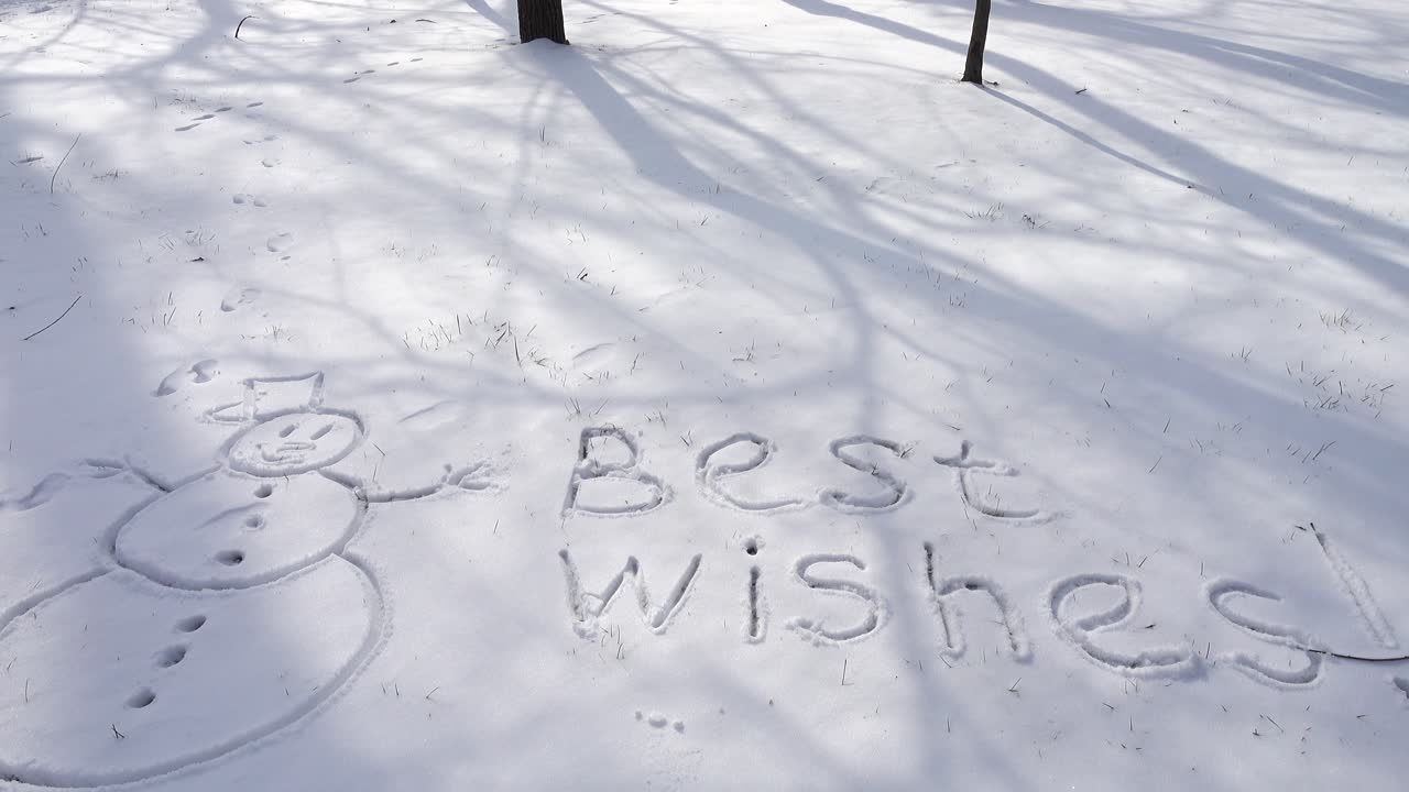The inscription best wishes on snow