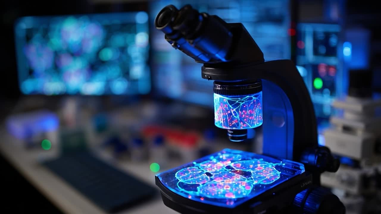 Scientific exploration with advanced microscope in modern lab setting