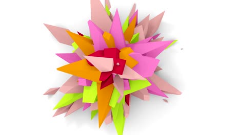 4k. abstract digital flower. version with pink, green and orange colors. seamless looped.