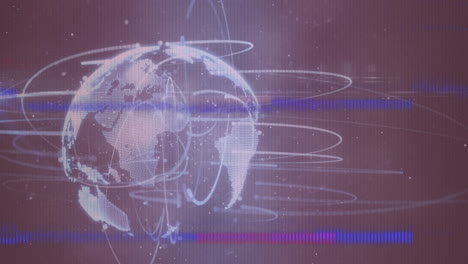 Rotating-globe-with-interconnected-lines,-showing-global-communication-network-animation