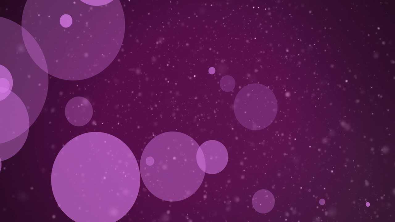 Animation of purple light spots over white particles on dark purple background