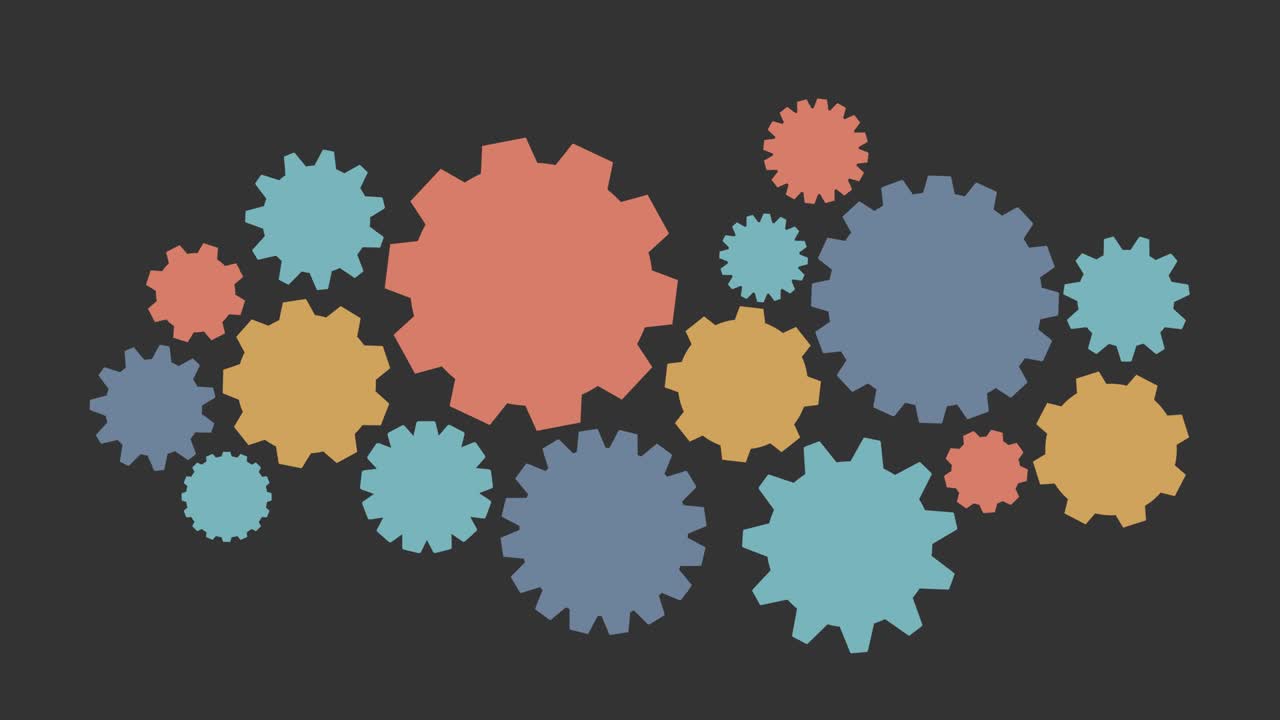 conjunto de ruedas giratorias que representan un mecanismo de organización - animación