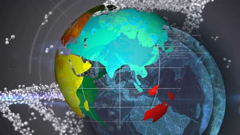 Animation-Von-Molekülen,-DNA-Und-Globus-Auf-Schwarzem-Hintergrund