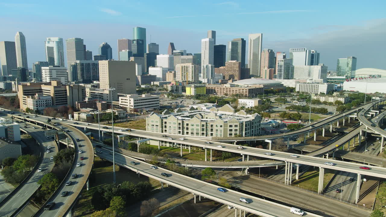 Toma de dron del centro de Houston