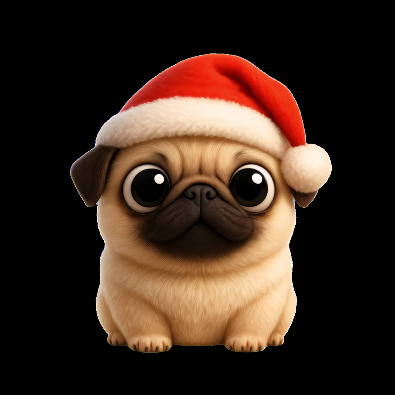 Pugs with Santa Hats
