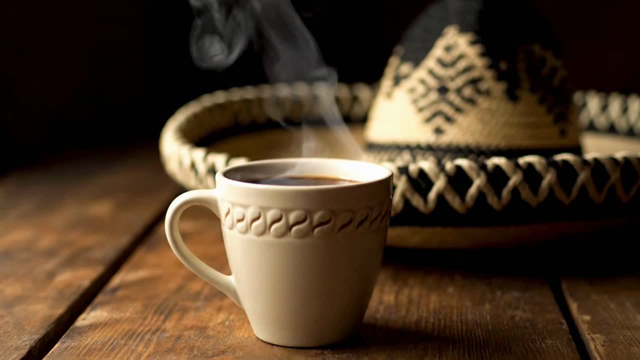 Steaming Hot Cup of Coffee with a Colombian Sombrero