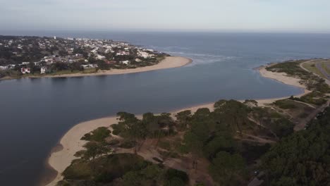 bird's eye view of arroyo maldonado mouth river and riverbanks in uruguay flowing into atlantic ocean-1