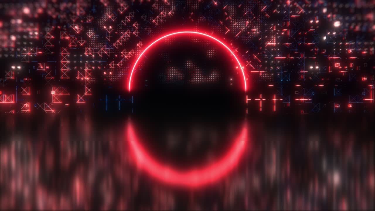 Cyber neon background. Blockchain and crypto currency concept animation. Loop