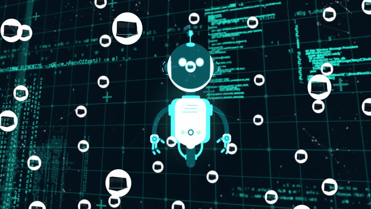 Animation Of Ai Chat Bot With Binary Coding And Data Processing Free ...