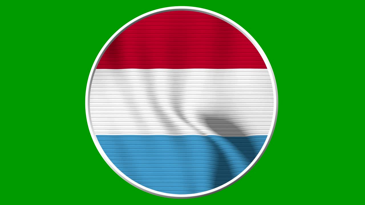 Luxembourg Circular Flag Loop - Realistic 4K flag waving in the wind