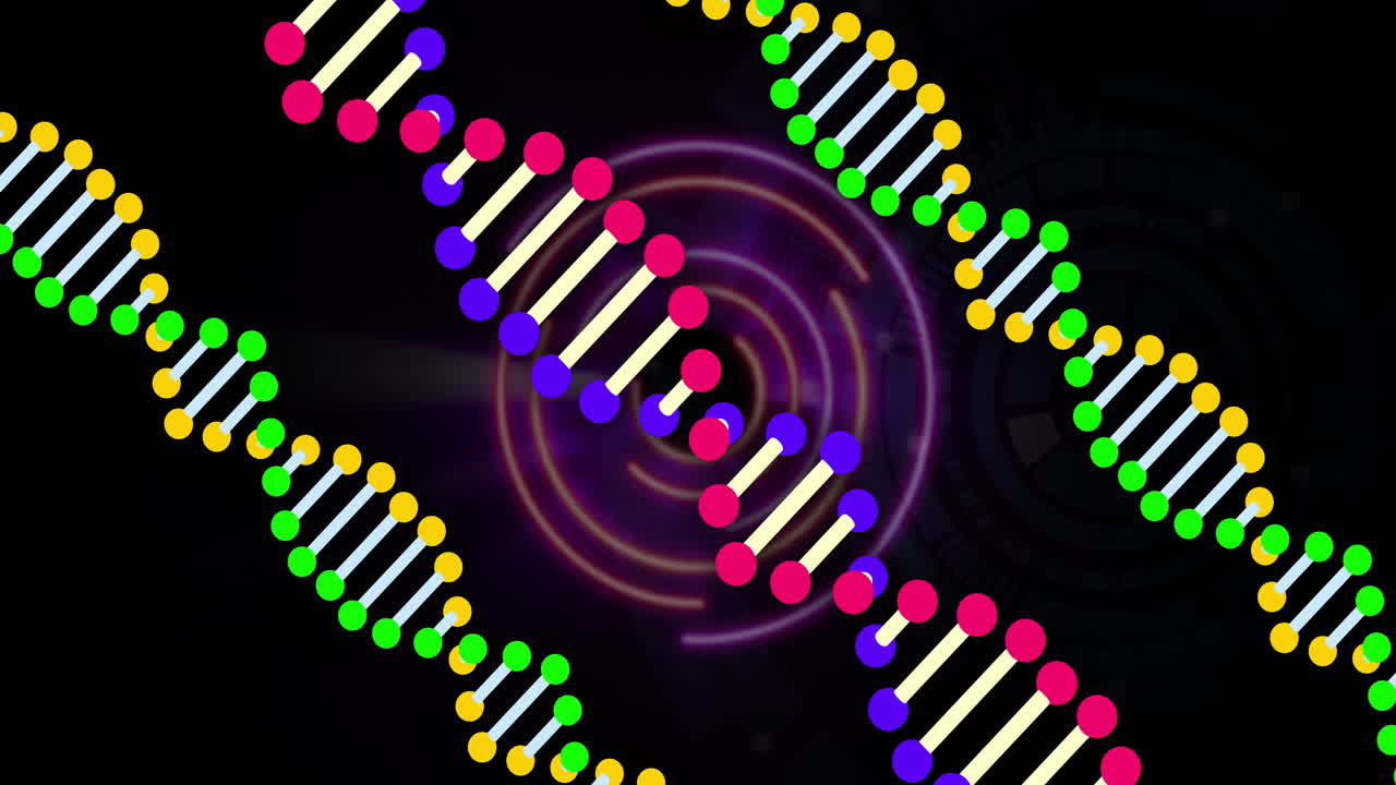 dna 줄무와 원형 패턴, 과학 데이터 처리 애니메이션