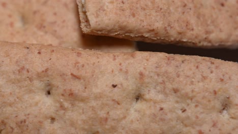 beautiful macro close-up of graham crackers on a plate, slow slide