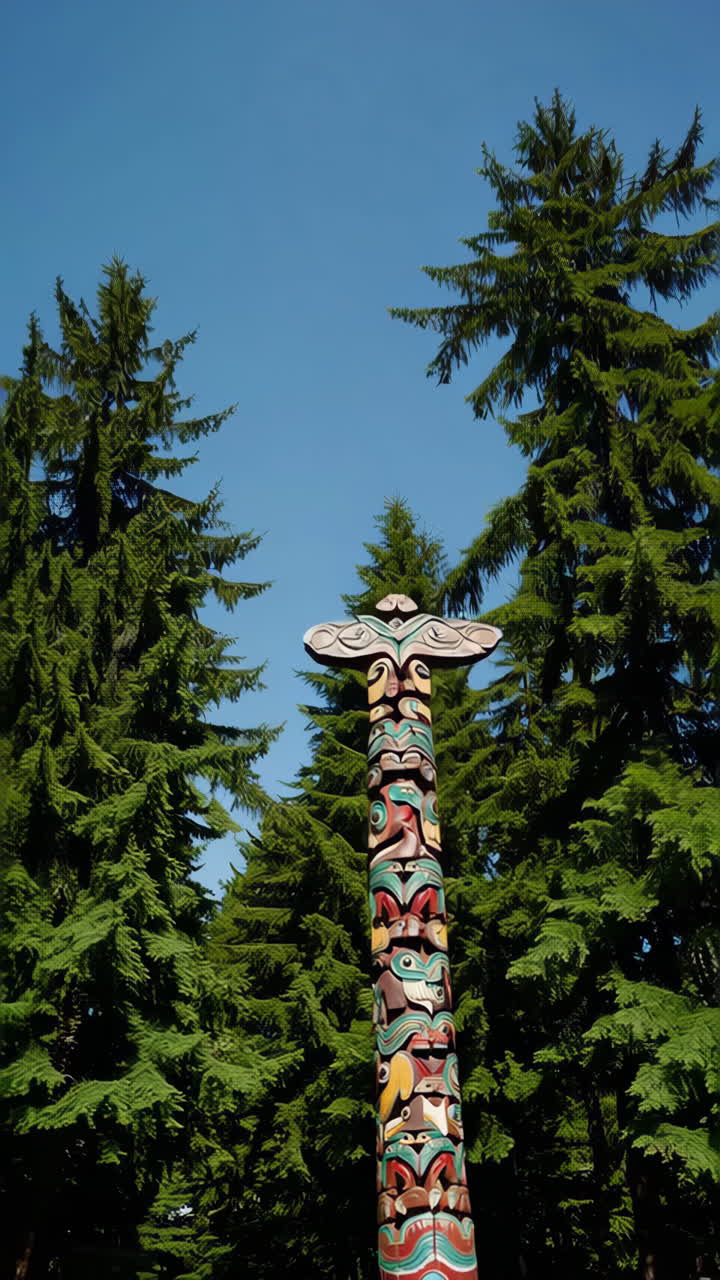 Detailed Carvings of a Totem Pole