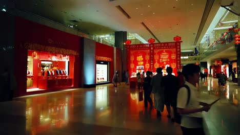 chinese new year festivities at a luxury shopping mall