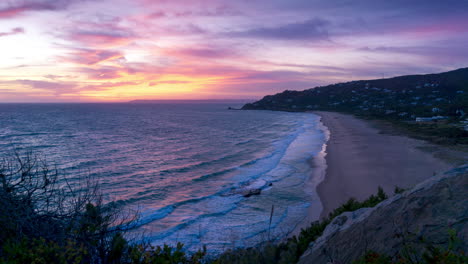 Beautiful-and-colorful-timelapse-at-sunset-in-Zahara-de-los-Atunes,-Tarifa