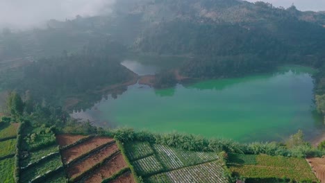 Lake-named-Telaga-Warna-in-Dieng-regency,-central-java,-Indonesia