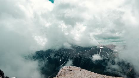 epic cloud formation and airflow in mount olympus peak, inside the clouds, greece
