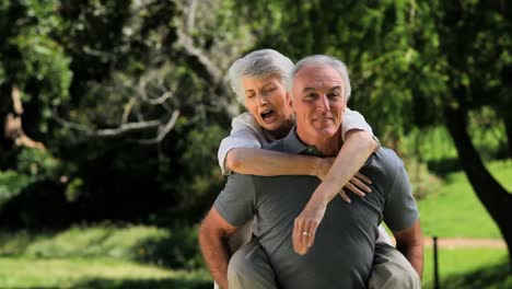 elderly couple enjoying a moment together