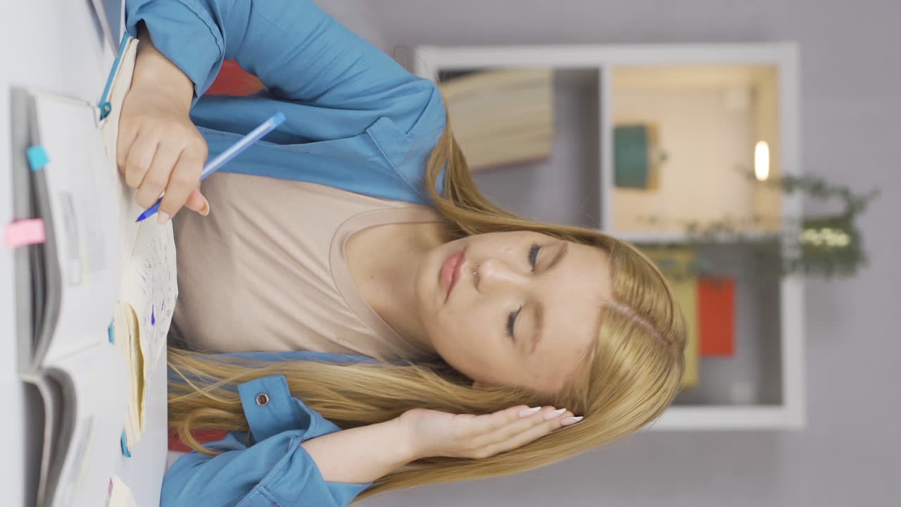 Vertical video of Forgetful Female student.