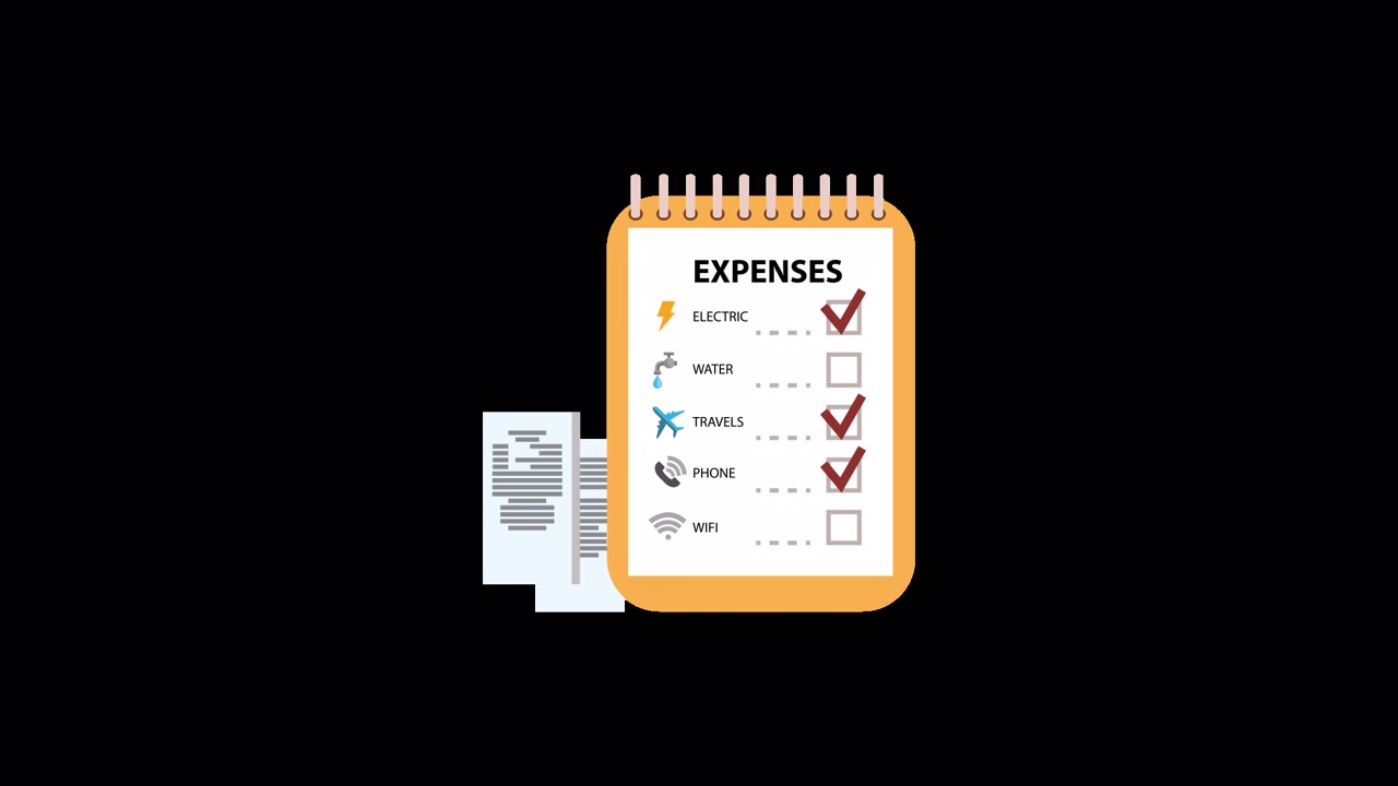 Checklist animata per il monitoraggio e la gestione delle spese mensili.
