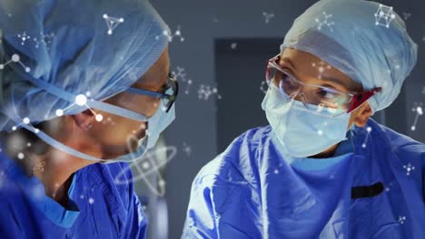 Animation-of-scientific-data-processing-and-chemical-structures-over-diverse-surgeons