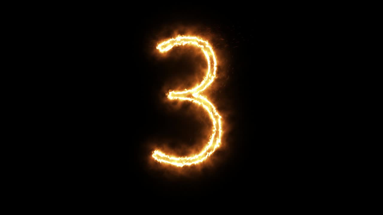 Fire number 3 of burning flame. Number three made from fire flame.