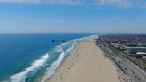 flying towards the huntington beach pier