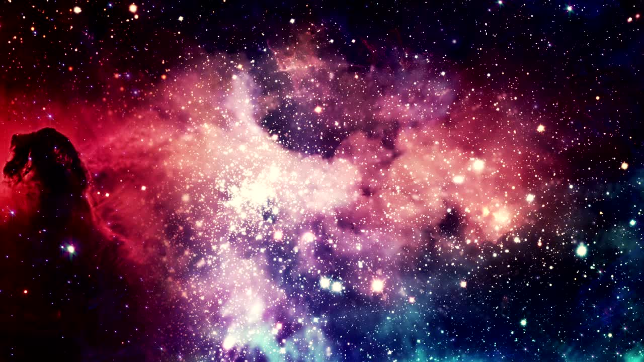 volando a través de nebulosas estelares y polvo cósmico, cúmulos de gas cósmico y constelaciones en el espacio profundo. elementos de este video proporcionados por la nasa