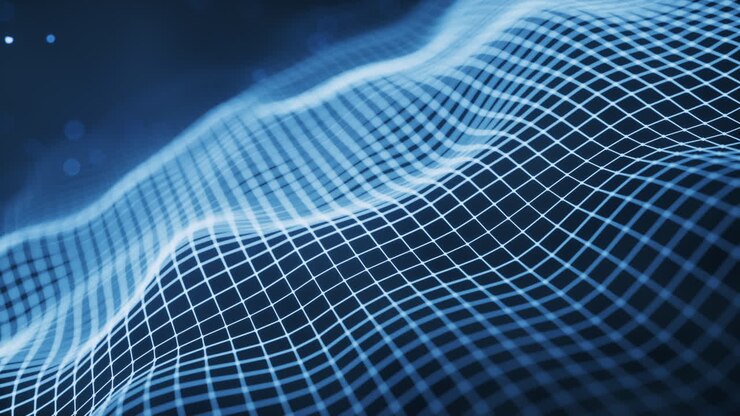 Spazio digitale con linee luminose, rendering 3D