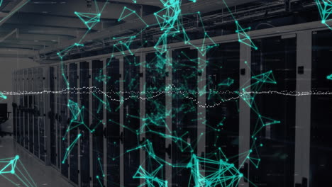 animación de la red de conexiones de procesamiento de datos a través de servidores informáticos