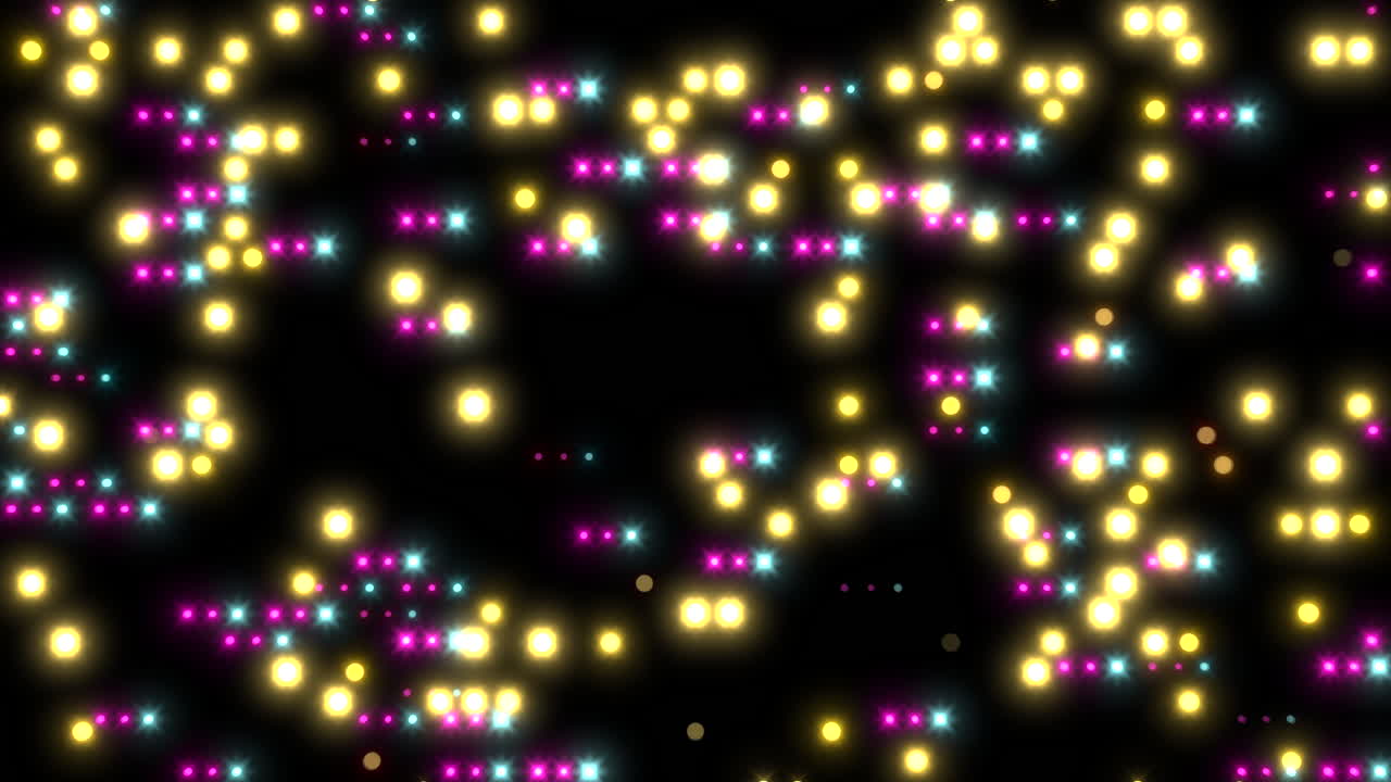Un'affascinante collezzione di punti colorati luminosi disposti in modo complesso su uno sfondo scuro, creando un modello enigmatico e visivamente sorprendente
