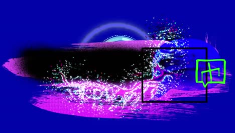 animación de formas coloridas sobre un reloj en movimiento sobre un fondo azul