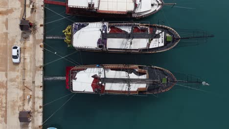 Aerial-View-Boats-Moored-Marina