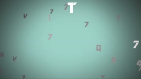 animación digital de números y alfabetos cambiantes flotando contra un fondo verde