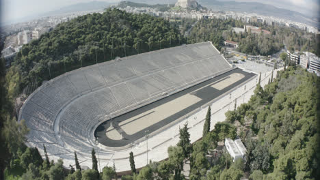 Drone-shot-of-ancient-sports-structure-in-Athens-Greece