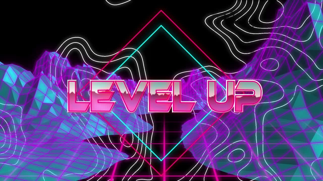 animación de nivel en el espacio abstracto digital