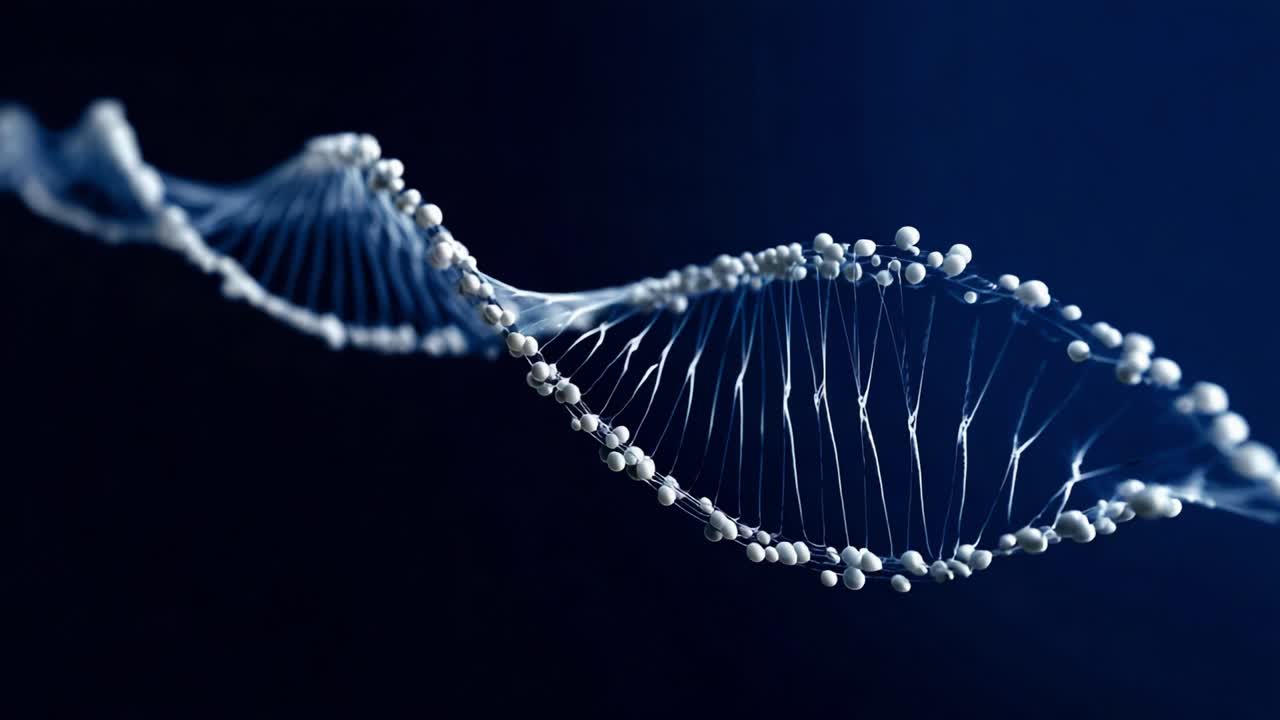 A captivating visualization of a DNA double helix structure, showcasing the intricate connections and unique pattern of base pairs, emphasizing the elegance of genetic material and its significance in biological processes
