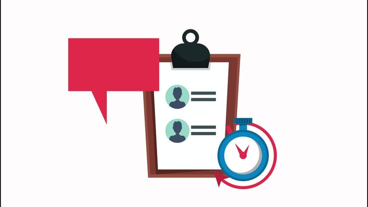 delivery logistic service with speech bubble and chronometer in checklist