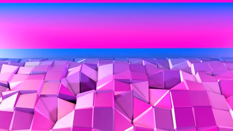 4k limpio bajo poli fondo animado en bucle. animación 3d sin costuras en estilo geométrico moderno con colores de gradiente modernos. fondo creativo simple. colores de gradientes rojo azul 18