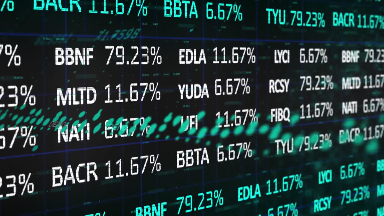 Animation of data processing over black background